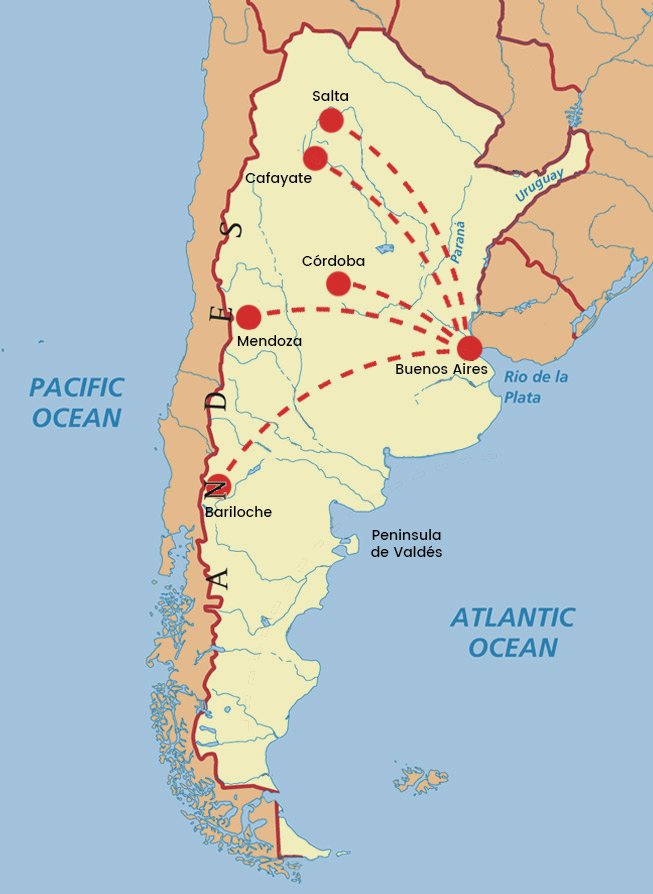 Argentina Map Favorite Cities